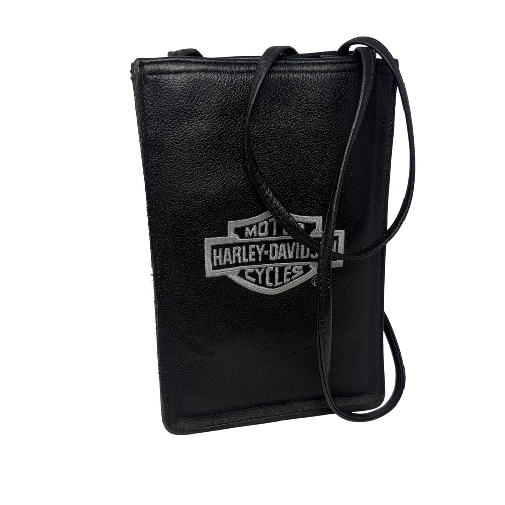 Harley-Davidson Crossbody Bag Unisex Small Black Leather Good Bar & Shield Logo